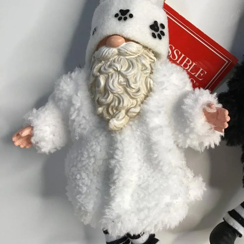 Dept 56 Possible Dreams FURRY PET WHITE &‎ Black Gnome Ornaments 6010645 - New
